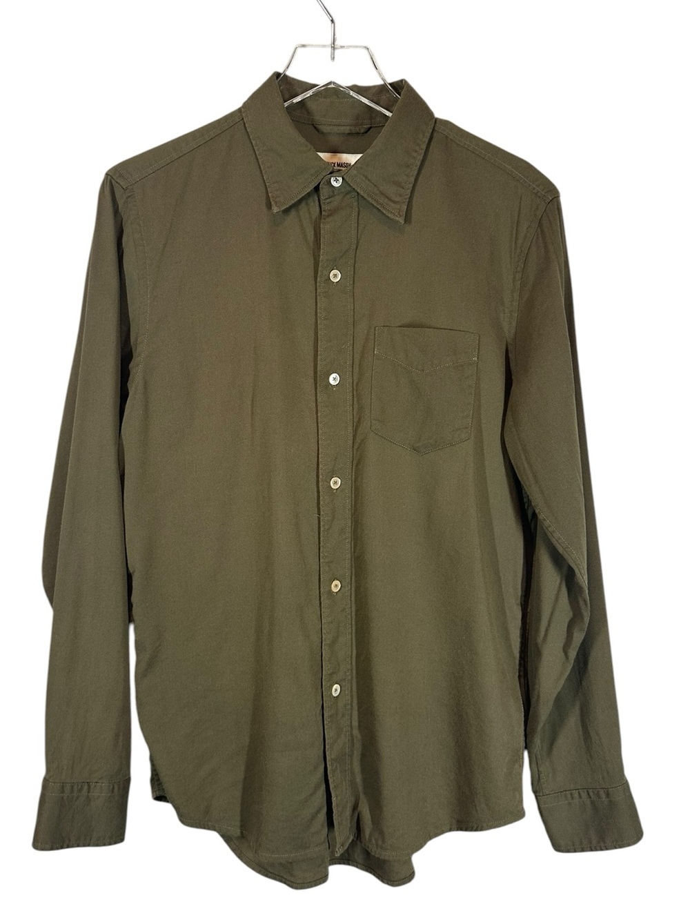 BUCK MASON Men's Small Button Down Shirt Deep Olive Green